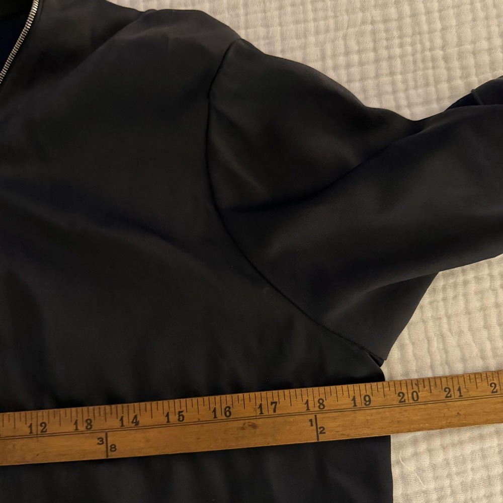 Rag & Bone Jacket Womens Large Navy Blue Crepe Knit Back Zip Bomber Minimalist - Picture 14 of 16